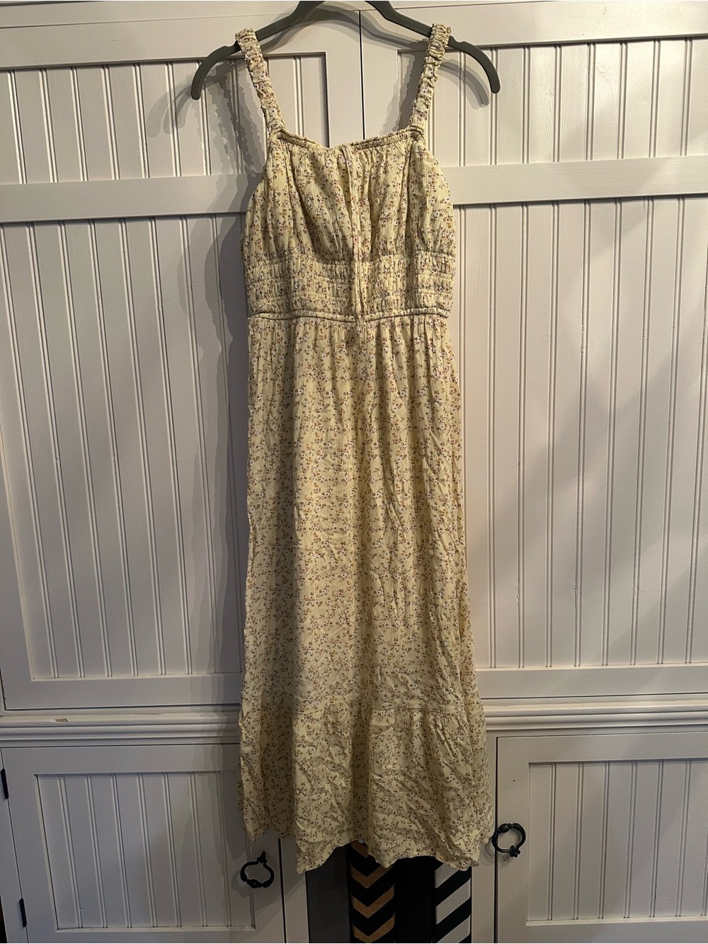 Celebrity Pink Pale Yellow Floral Maxi Dress with Smocked Bodice